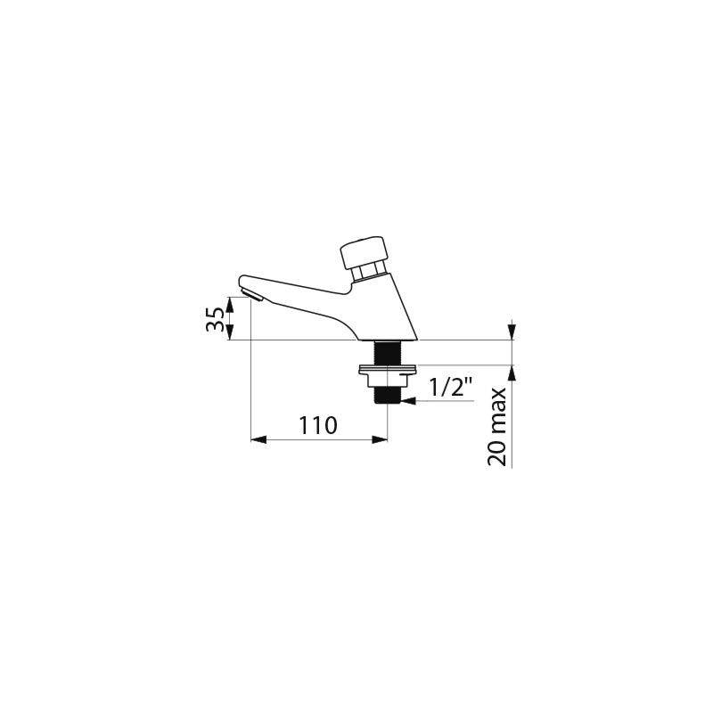 Delabie Stand Selbstschl.Vent. TEMPOSTOP AB G1/2B 7Sek, Kontermutter