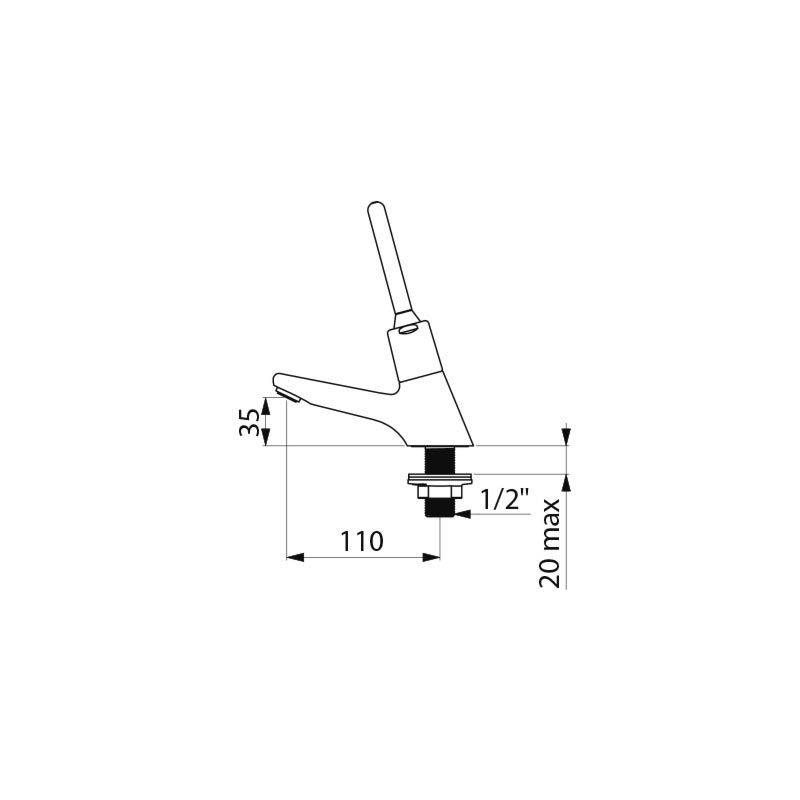 Delabie Stand Selbstschlussventil TEMPOSTOP G1/2B mit Hebel 7 Sek.
