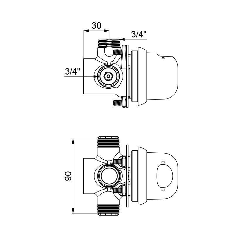 Delabie DU-Selbstschl.MBatt. TEMPOMIX G3/4B für Pan. 8-16mm 30 Sek.