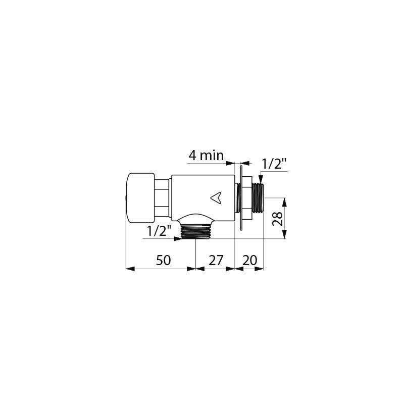 Delabie Wand Selbstschl.Vent. TEMPOSTOP G1/2B unverchr, EVers. 7Sek.