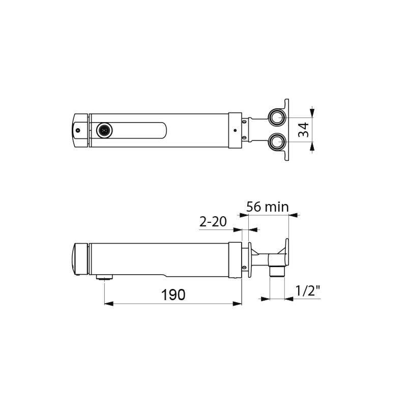 Delabie Ferme-porte MBatt. TEMPOMIX 3 encastré G1/2B, bec L190