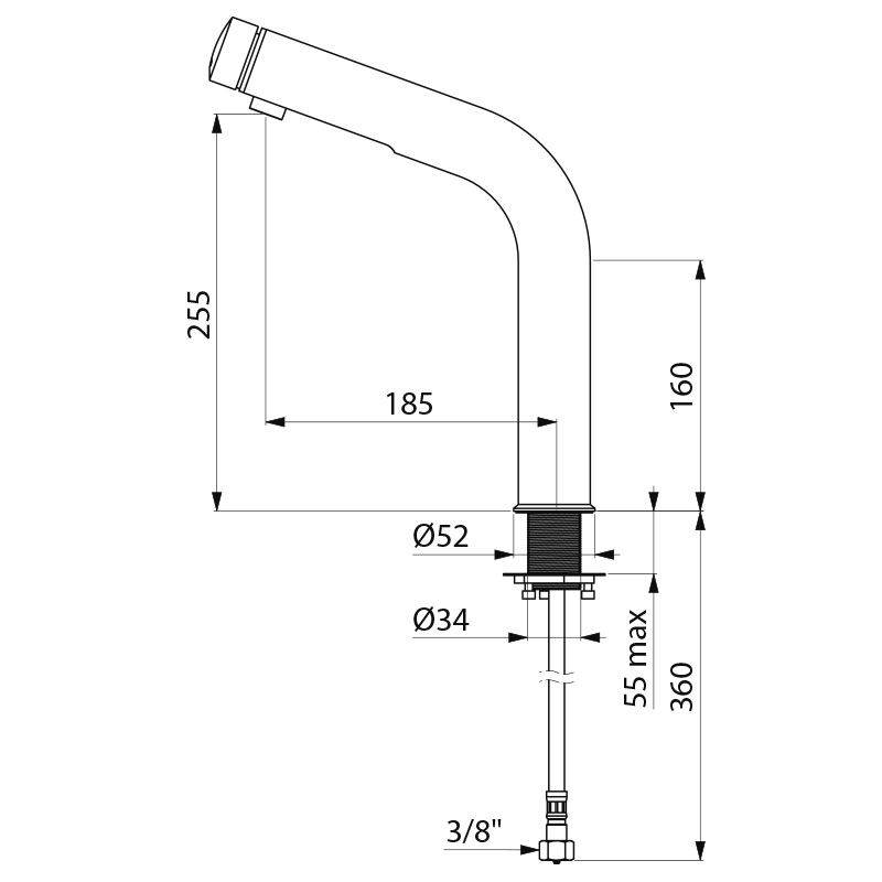 Delabie Mitigeur à fermeture automatique TEMPOMIX 3 G3/8 7 s H.250