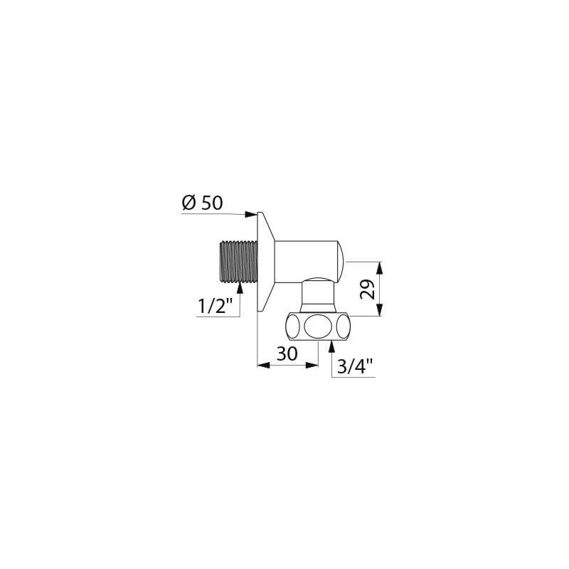 Delabie Anschlusswinkel G1/2B x G3/4 L30 H29mm