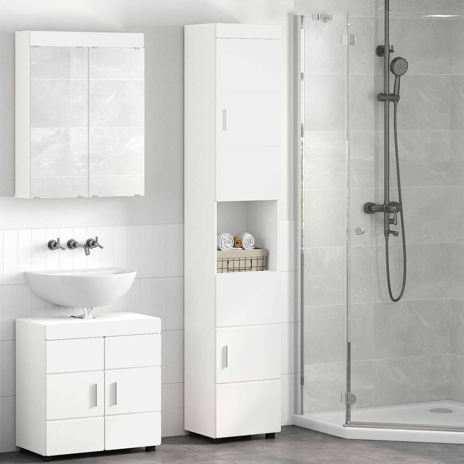 vidaXL Badezimmerschrank-Set TULUM Weiß 37 x 31,5 x 203 cm