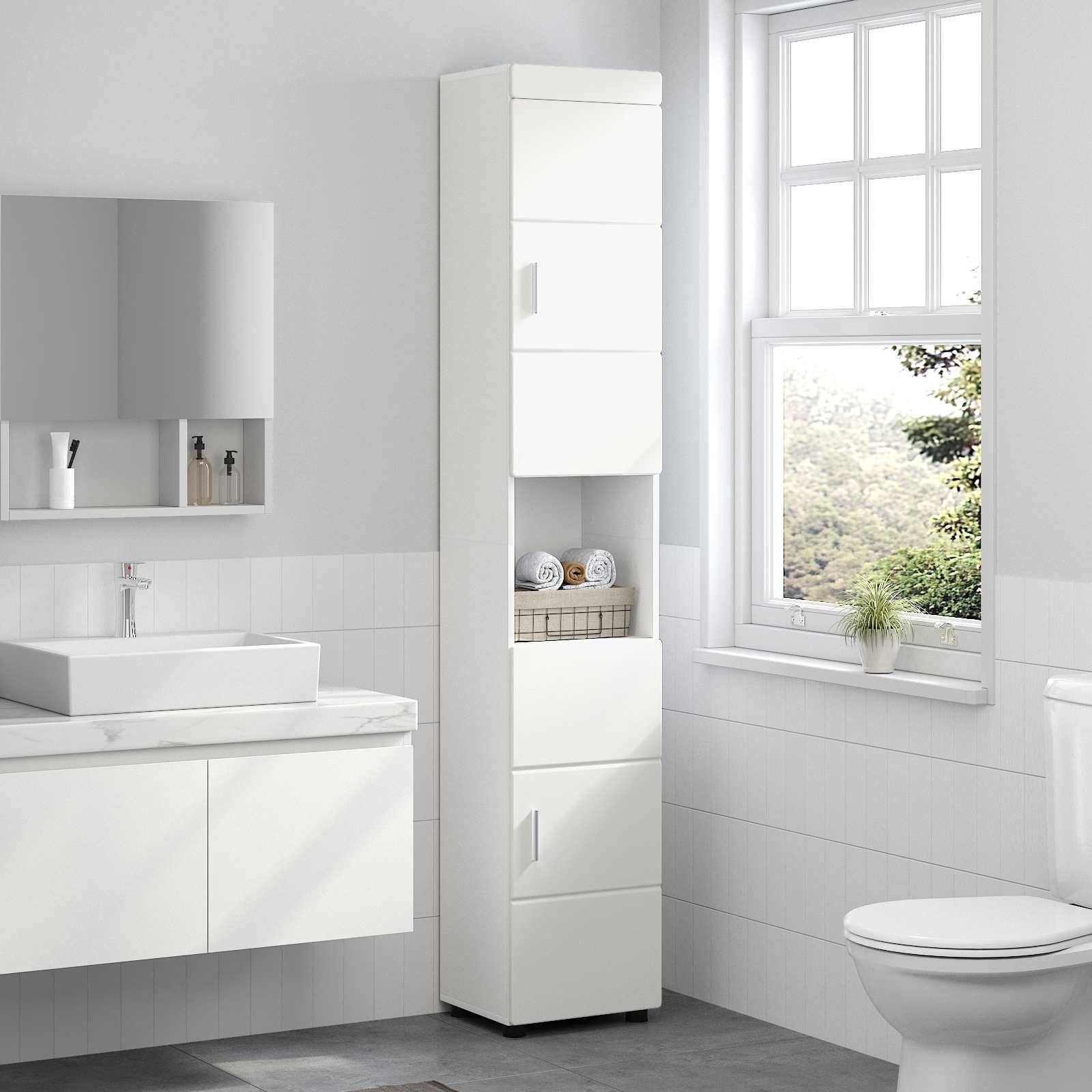 vidaXL Badezimmerschrank-Set TULUM Weiß 37 x 31,5 x 203 cm