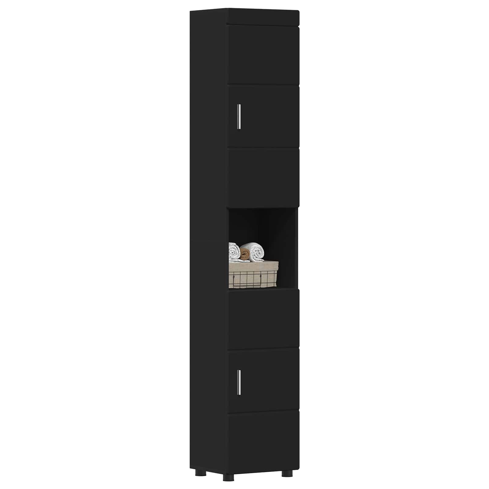 vidaXL Badezimmerschrank-Set TULUM Schwarz 37 x 31,5 x 203 cm