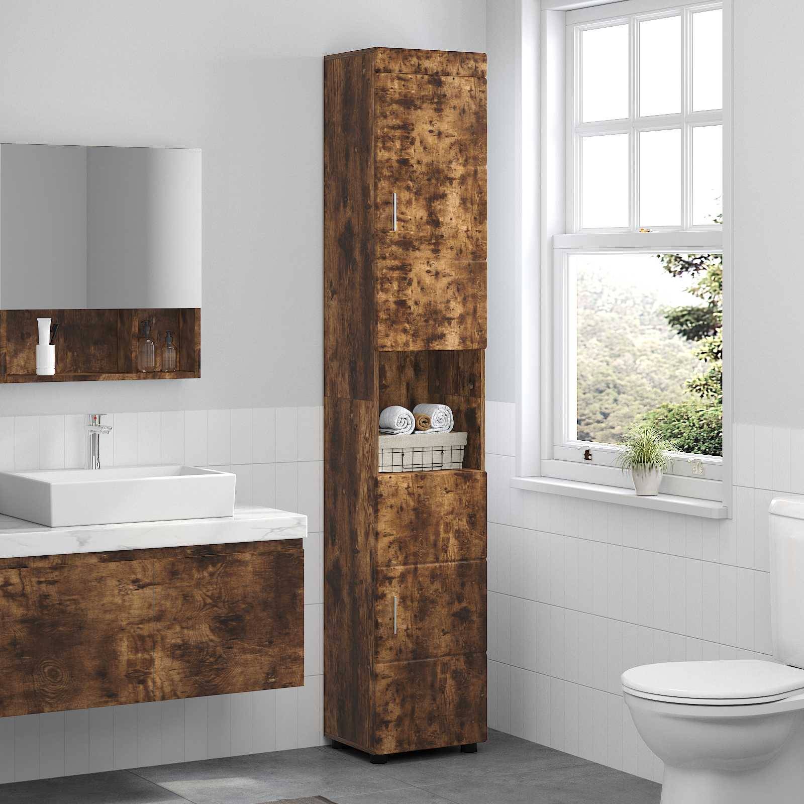 vidaXL Badezimmerschrank-Set TULUM Geräucherte Eiche Holzwerkstoff