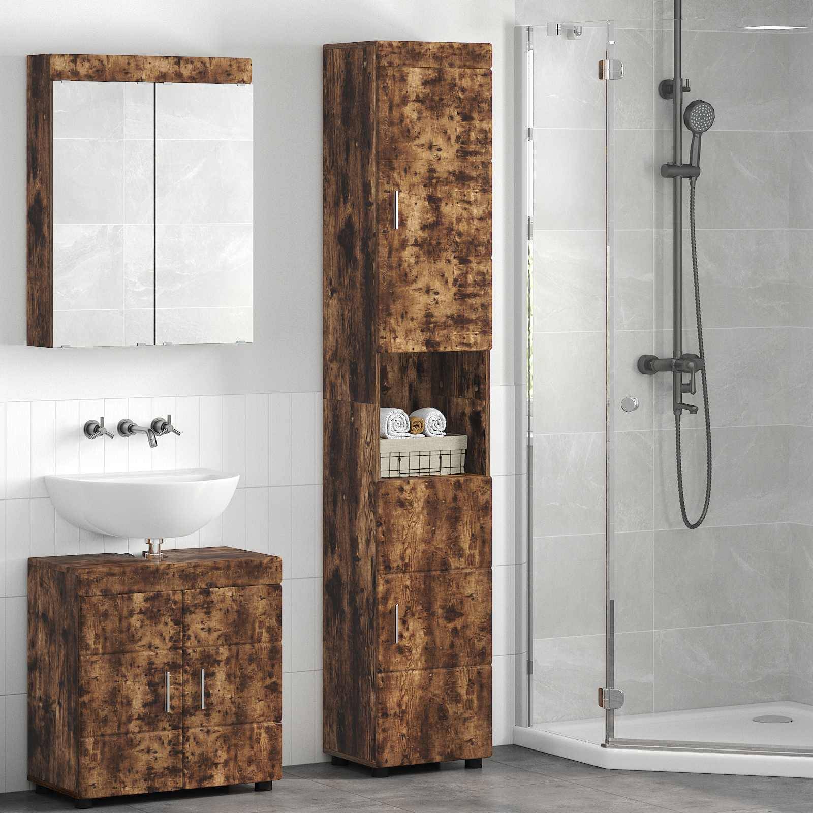 vidaXL Badezimmerschrank-Set TULUM Geräucherte Eiche Holzwerkstoff