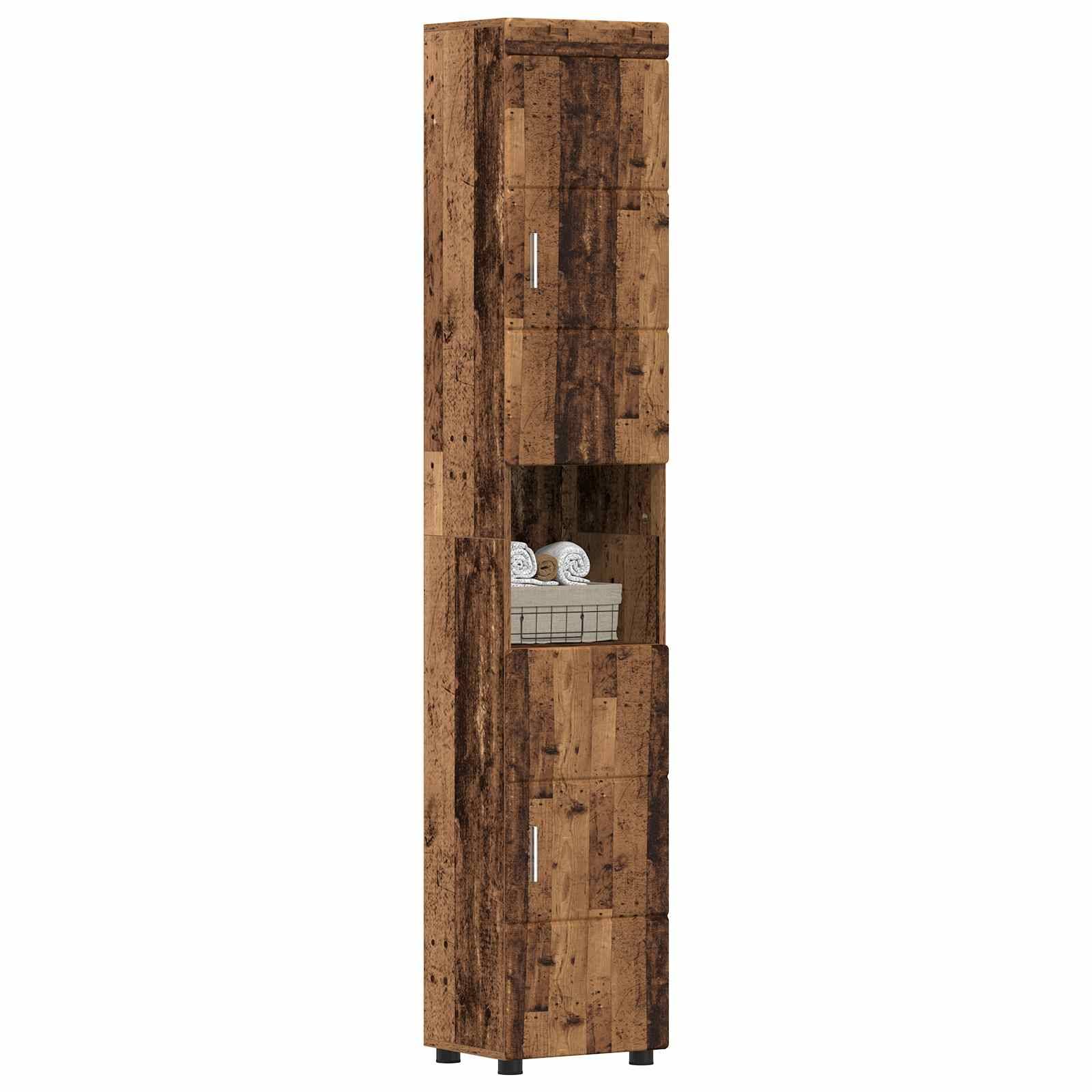 vidaXL Badezimmerschrank-Set TULUM Altholz 37 x 31,5 x 203 cm