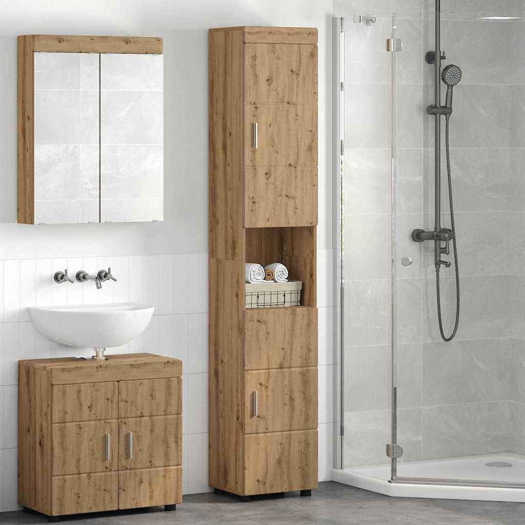 vidaXL Badezimmerschrank-Set TULUM Artisan-Eiche 37 x 31,5 x 203 cm