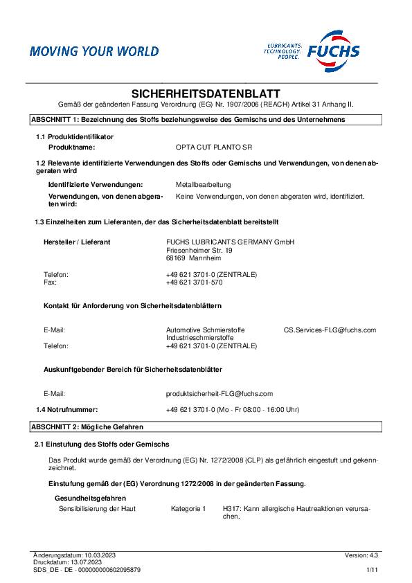 Spezialschneidöl Cut Planto SR 5l Kanister OPTA