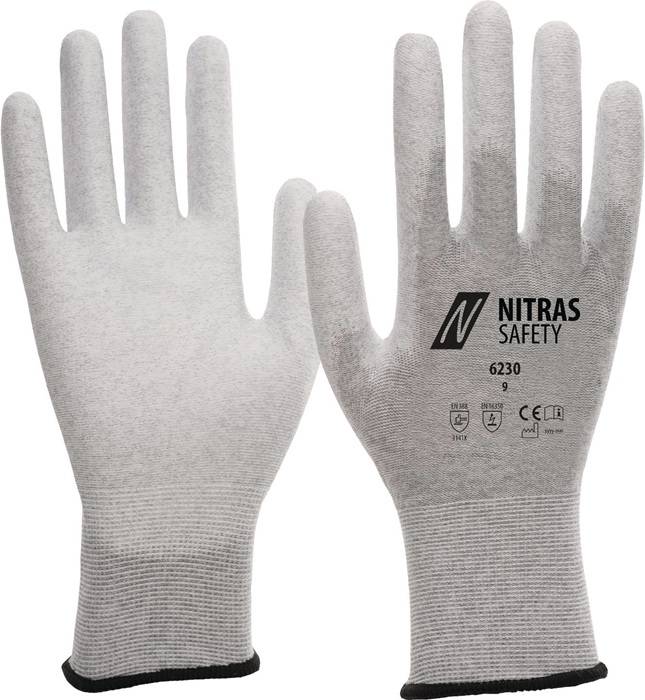AS Arbeitsschutz GmbH Handschuhe 6230 Gr.9 grau/weiß EN 388,EN 16350 PSA II 12 NITRAS 6230-9