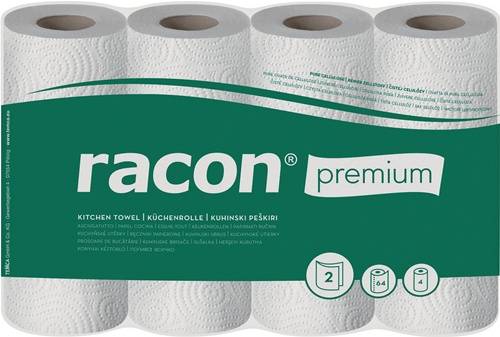 TEMCA GmbH&Co. KG Küchenrolle racon® premium K-2 B220xL250ca.mm weiß 2-lagig,perforiert 4 Rl./PAK 100602-02