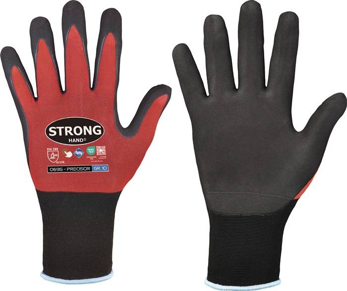 HELMUT FELDTMANN GmbH Handschuhe PRECISOR Gr.8 rot/schwarz EN 420,EN 388 PSA II STRONGHAND 0695-08