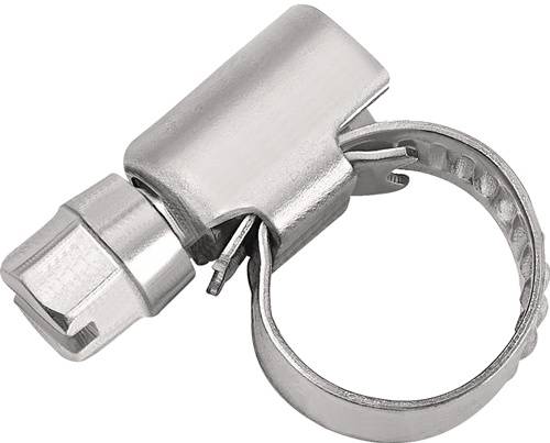 Ein Metallring mit einem verstellbaren Verschlussmechanismus, der häufig zum Sichern von Gegenständen wie Fahrrädern oder Toren verwendet wird.