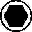 Ein schwarzes Sechseck ist in einem weißen Kreis zentriert, der von einem schwarzen Rand umrandet ist. Das Design erinnert an ein Stoppschild.