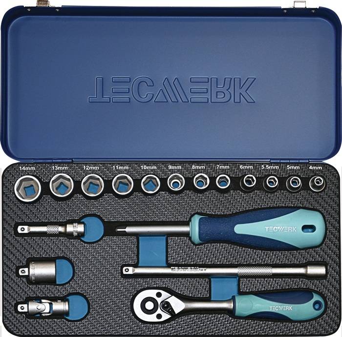 Steckschlüsselsatz 18-tlg.1/4 Zoll SW 4-14mm Z.20 6KT TECWERK