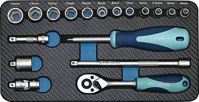 Steckschlüsselsatz 18-tlg.1/4 Zoll SW 4-14mm Z.20 6KT TECWERK