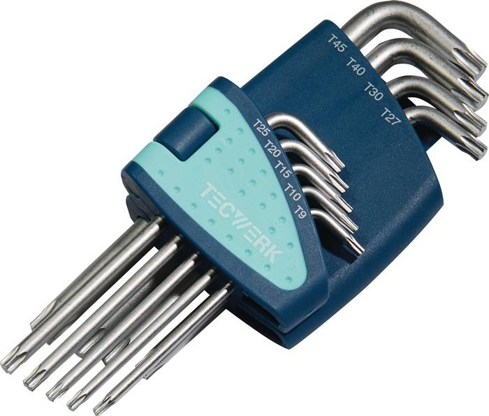 Winkelschraubendrehersatz 9-tlg.T9-T45 Ku.-Halter TECWERK