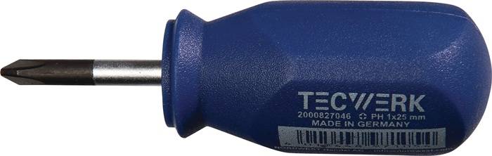 Schraubendreher Gr.PH 1 Klingen-L.25mm 1K-Griff Rundkl.TECWERK