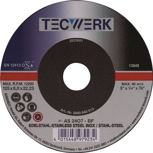 Schruppscheibe D125xS6mm gekr.Univ.Bohr.22,23mm TECWERK 2000840013