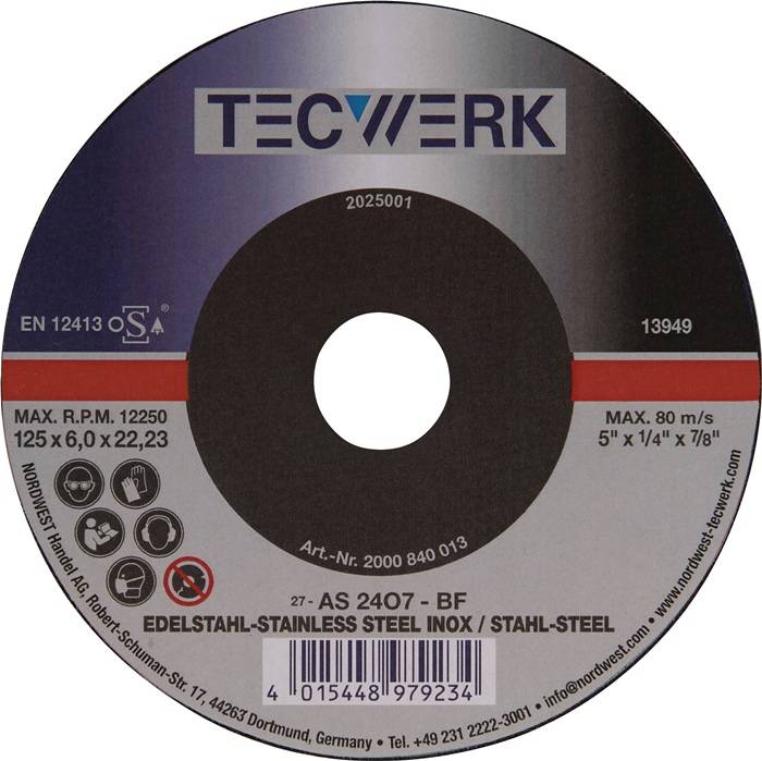 Schruppscheibe D125xS6mm gekr.Univ.Bohr.22,23mm TECWERK