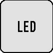 Textfeld mit dem Wort ‚LED' in Großbuchstaben, zentriert.