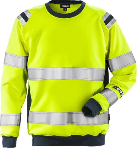 Fristads Flamestat High Vis Sweatshirt Kl. 3 7076 SFLH - Warnschutz-Gelb/Marine/XS 109428-171-XS