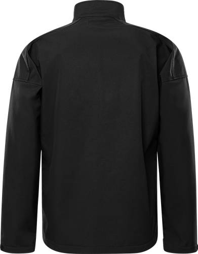 Schwarze Jacke von hinten betrachtet, Schulternähte und Ärmeldetails sichtbar. Keine sichtbaren Logos oder auffällige Merkmale.