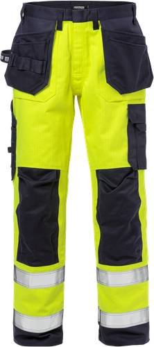 Fristads Flame High Vis Handwerkerhose Kl. 2 2584 FLAM - Warnschutz-Gelb/Marine/M2M 125939-171-M2M