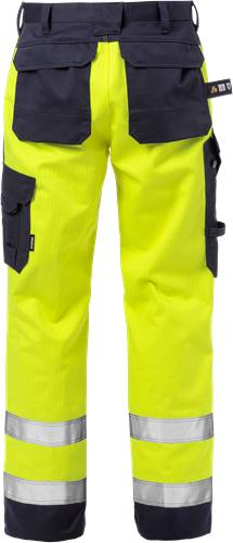 Fristads Flame High Vis Hose Kl. 2 2585 FLAM - Warnschutz-Gelb/Marine/M2M 125940-171-M2M