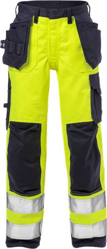 Fristads Flame High Vis Handwerkerhosen Damen Kl. 2 2589 FLAM - Warnschutz-Gelb/Marine/34 125950-171-34