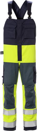 Fristads Flame High Vis Latzhose Kl. 2 1584 FLAM - Warnschutz-Gelb/Marine/C146 126510-171-C146