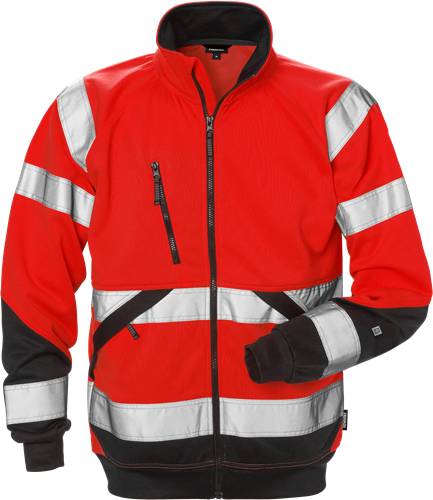 Fristads High Vis Sweatjacke Kl. 3 7426 SHV - Warnschutz-Rot/Schwarz/L 126534-396-L