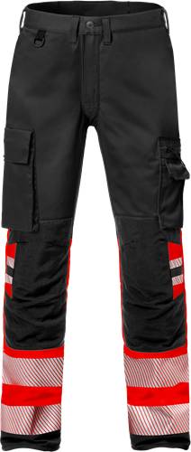 Fristads High Vis Stretch-Hose Kl. 1 2705 PLU - Warnschutz-Rot/Schwarz/D92 127731-396-D92