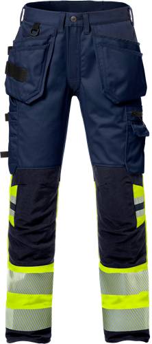 Fristads High Vis Handwerker Stretch-Hose Kl. 1 2706 PLU - Warnschutz-Gelb/Marine/C152 127732-171-C152