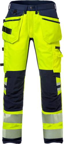 Fristads High Vis Handwerker Stretch-Hose Kl. 2 2707 PLU - Warnschutz-Gelb/Marine/D108 127734-171-D108