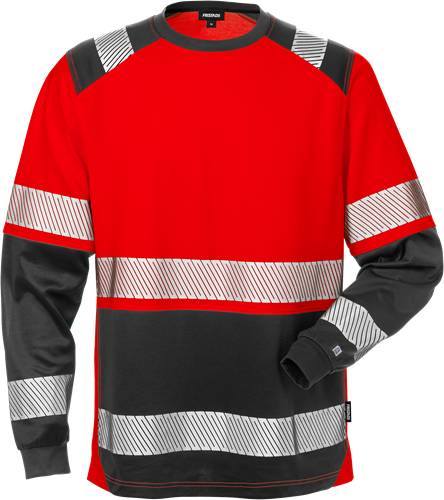 Fristads High Vis T-Shirt Langarm, Kl. 2 7457 THV - Warnschutz-Rot/Schwarz/S 129514-396-S