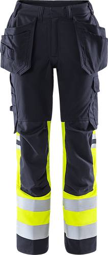 Fristads Flamestat High Vis Stretch-Handwerkerhose Damen, Kl. 1 2171 ATHF - Warnschutz-Gelb/Marine/46 129521-171-46