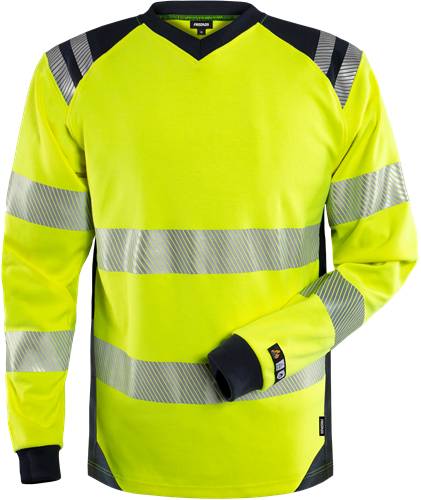 Fristads Flamestat High Vis Langarm-T-Shirt Kl. 3 7359 TFL - Warnschutz-Gelb/Marine/4XL 131147-171-4XL