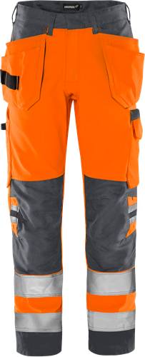 Fristads High Vis Green Handwerkerhose Kl. 2 2641 GPLU - Warnschutz-Orange/Grau/C62 131981-286-C62
