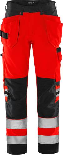 Fristads High Vis Green Handwerkerhose Kl. 2 2641 GPLU - Warnschutz-Rot/Schwarz/C50 131981-396-C50