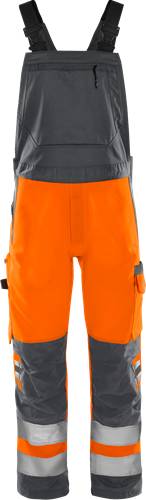 Fristads High Vis Green Latzhose Kl. 2 1030 GPLU - Warnschutz-Orange/Grau/C148 131985-286-C148
