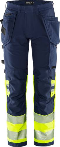 Fristads High Vis Green Handwerker Stretchhose Kl. 1 2643 GSTP - Warnschutz-Gelb/Marine/C48 134187-171-C48