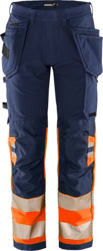 Fristads High Vis Green Handwerker Stretchhose Kl. 1 2643 GSTP - Warnschutz-Orange/Marine/C66 134187-271-C66