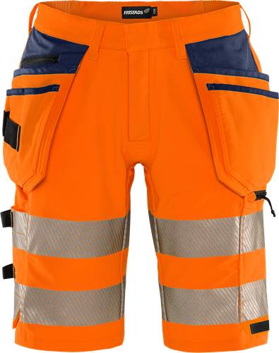Fristads High Vis Green Handwerker Stretch-Shorts Kl. 2 2646 GSTP - Warnschutz-Orange/Marine/C64 134191-271-C64
