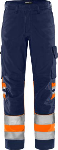 Fristads High Vis Green Hose Kl. 1 2649 GPLU - Warnschutz-Orange/Marine/C64 134238-271-C64