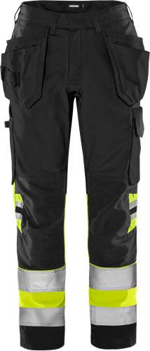 Fristads High Vis Handwerkerhose Damen Kl. 1 2670 GPLU - Warnschutz-Gelb/Schwarz/36 300529-196-36