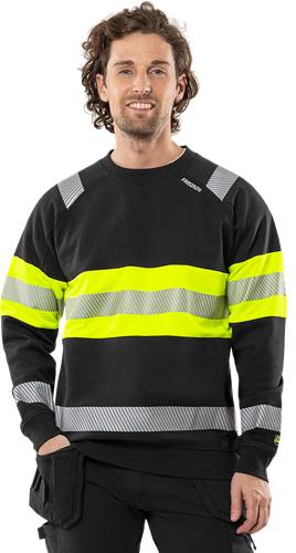 Fristads High Vis Sweatshirt Kl 1 7530 GKC - Warnschutz-Gelb/Schwarz/S 301030-196-S