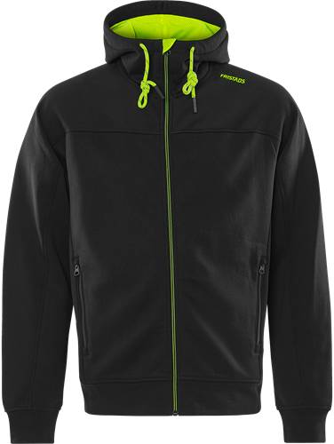 Fristads Sweatshirt-Jacke mit Kapuze 7550 GSM - Schwarz/Gelb/S 301424-982-S